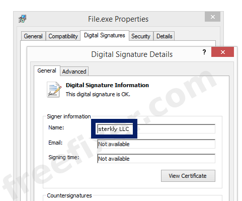 Screenshot of the sterkly LLC certificate